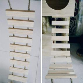 img 1 attached to 🐱 La La Pet Wooden Cat Bridge Ladder with Cat Perch, Lounge Hammock, Mod Shelf Board - Cat Climber Tree Tower Condo - Kitty Activity Furniture