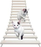 🐱 la la pet wooden cat bridge ladder with cat perch, lounge hammock, mod shelf board - cat climber tree tower condo - kitty activity furniture logo