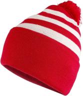 armycrew red white striped pom pom cuff beanie hat - stylish winter headwear logo