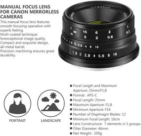 img 3 attached to 📷 Neewer 25mm f/1.8 Wide Angle Lens for Canon EF-M EOS-M Mirrorless Cameras - Manual Focus Prime Fixed Lens, Large Aperture, Compatible with M2 M3 M5 M6 M10 M50 M100 etc.