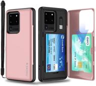 📱 skinu galaxy s20 case wallet black with concealed credit card holder id slot hard cover, strap, mirror & usb adapter for samsung galaxy s20 / s20 5g (2020) - rose gold logo