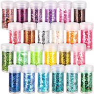 ✨ holographic chunky glitter set - 24 boxes with 10g each, fandamei 24 colors nail art glitter sequins, iridescent flakes for nails, eyes, body, face, hair. festival and halloween makeup, cosmetic glitter logo