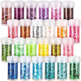 img 4 attached to ✨ Holographic Chunky Glitter Set - 24 Boxes with 10g Each, FANDAMEI 24 Colors Nail Art Glitter Sequins, Iridescent Flakes for Nails, Eyes, Body, Face, Hair. Festival and Halloween Makeup, Cosmetic Glitter