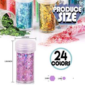 img 2 attached to ✨ Holographic Chunky Glitter Set - 24 Boxes with 10g Each, FANDAMEI 24 Colors Nail Art Glitter Sequins, Iridescent Flakes for Nails, Eyes, Body, Face, Hair. Festival and Halloween Makeup, Cosmetic Glitter