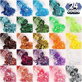 img 3 attached to ✨ Holographic Chunky Glitter Set - 24 Boxes with 10g Each, FANDAMEI 24 Colors Nail Art Glitter Sequins, Iridescent Flakes for Nails, Eyes, Body, Face, Hair. Festival and Halloween Makeup, Cosmetic Glitter