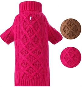 img 3 attached to 🐶 Large Pink Cable Knit Dog Sweater - PUPTECK Pet Turtleneck Coat for Winter - Puppy Clothes
