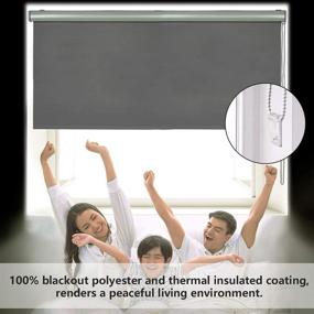img 1 attached to 🌑 Luckup Blackout Roller Shades: Waterproof UV Protection, Privacy, and Insulation – Ideal for Bedroom, Bathroom, Patio Door, and Office – Grey, 35"W x 72"H