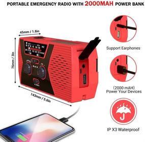 img 1 attached to [2021 Premium Version] Puiuisoul Emergency-Solar-Hand-Crank-Radio: Portable NOAA Weather Radios with AM/FM, Alarm, Reading Lamp, and 2000mAh Power Bank (Red)
