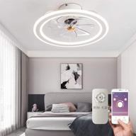 🌀 low profile bladeless ceiling fan with lights, remote control & app, modern indoor flush mount for kids room/ bedroom/ living room in matte white логотип