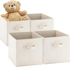 img 4 attached to 📦 NesTidy Fabric Storage Cubes: Organize Your Space with Foldable Beige Storage Bins - Pack of 4