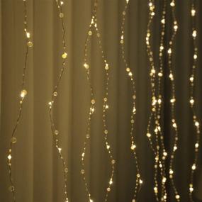 img 4 attached to 🎇 Sparkling Pearl Curtain String Lights: 300 LED Window Fairy Lights for Christmas Décor, 9.84ft, 8 Lighting Modes, Remote Control Timer – USB & Battery Powered for Party, Bedroom, Wedding