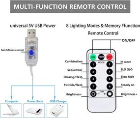 img 1 attached to 🎇 Sparkling Pearl Curtain String Lights: 300 LED Window Fairy Lights for Christmas Décor, 9.84ft, 8 Lighting Modes, Remote Control Timer – USB & Battery Powered for Party, Bedroom, Wedding
