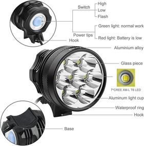 img 3 attached to Weihao Bike Light - Waterproof Bicycle Headlight with Super Bright 10500 Lumen, 7 LED Bike Headlight, 9600mAh Rechargeable Battery Pack for All Bike Cycling, Camping, Outdoor - Headlamp Flashlight Included