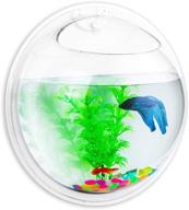 enhance your space: glasseam 6-inch round wall hanging fish bowl mirror - acrylic fish tank & aquarium vase with plant, perfect for garden, home & outdoor décor - comes with a special gift! logo