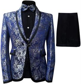 img 4 attached to 👔 Boyland Boys Slim Fit Blue Tuxedo Suit Set with Floral Shawl Lapel - Elegant Style