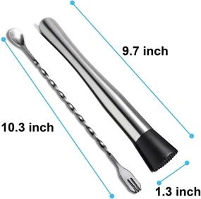 img 3 attached to 🍹 Premium Cocktail Muddler and Mixing Spoon Set - 10 Inch, Stainless Steel, Ideal for Cocktails, Mojitos, Ice Fruit Drinks - Home Bar Tool for Bartenders