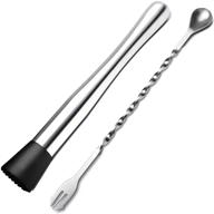 🍹 premium cocktail muddler and mixing spoon set - 10 inch, stainless steel, ideal for cocktails, mojitos, ice fruit drinks - home bar tool for bartenders logo