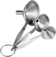 ayi and ayee stainless steel funnel set - pack of 3 - large (3") + medium (2-1/5") + small (1-4/5") - for liquids and dry ingredients - ideal for narrow bottles - extended handle - dishwasher safe logo