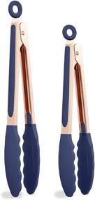 img 4 attached to 🍴 COOK WITH COLOR Stainless Steel Silicone Tipped Kitchen Tongs Set - Non Stick Cookware, BPA Free, Stylish, Sturdy, Locking - Rose Gold and Navy