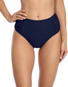 img 2 attached to 🩱 ATTRACO Women's High Cut Bikini Bottoms: Stylish Swimwear Briefs with Ruched Detailing