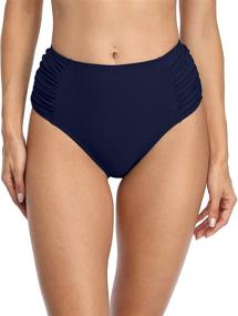 img 4 attached to 🩱 ATTRACO Women's High Cut Bikini Bottoms: Stylish Swimwear Briefs with Ruched Detailing