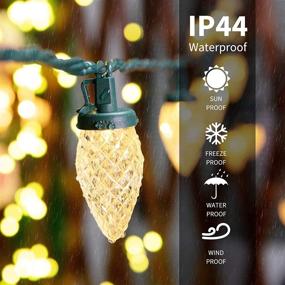 img 3 attached to C9 LED Christmas String Lights, 50 LED 33 Ft Outdoor Waterproof Strawberry Lights, 🎄 Extendable Green Wire String Lights for Indoor & Outdoor Patio Wedding Party Commercial Decoration, Warm White