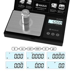 img 1 attached to 📏 MAXUS Elite Plus Precision Gram Scale 200g x 0.01g + 50g Calibration Check Weight - Multi-Use Digital Pocket Scale for Herbs, Powders, Jewelry, Grains & Medications