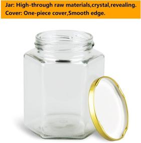 img 2 attached to 🍯 Encheng 16 oz Clear Hexagon Glass Jars with Golden Lids - Ideal for Honey, Foods, Jams, Liquid, Spice Herbs, Canning and Storage - Pack of 12