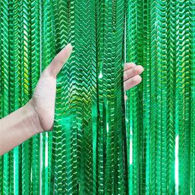 img 3 attached to 🎉 2-Pack 3.2 x 8.2 ft Tinsel Foil Fringe Curtains - Shimmering Party Decoration for Doorway, Window, Birthday, Wedding, Bridal - Green