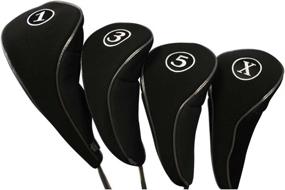 img 1 attached to ⛳️ Golf Zipper Head Covers Set - Black Driver 1 3 5 X Fairway Woods Headcovers Metal Neoprene Traditional Plain Protective Covers for Fairway Clubs and 460cc Drivers - Ideal for Golfing Buddies