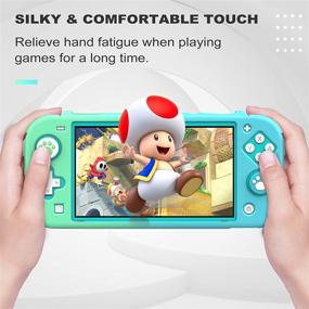 img 1 attached to MoKo Nintendo Switch Lite Protective Case with Thumb Grip Caps, HD-Clear Screen Protectors, and Non-Slip Design - Blue + Green