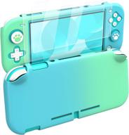moko nintendo switch lite protective case with thumb grip caps, hd-clear screen protectors, and non-slip design - blue + green logo