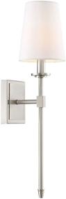 img 3 attached to 🔦 Kira Home Torche 20" Wall Sconce/Wall Light + Linen Shade: Stylish Brushed Nickel Finish