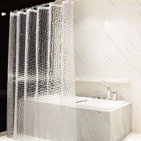 img 4 attached to Semi Clear OTraki Long Shower Curtain - 72 x 78 inch - 3D Water Cube Design - EVA Plastic Transparent Bath Shower Curtains - Waterproof Liner with 12 Grommets Hooks - 182 x 200 cm - Ideal for Stall Bathtub & Bathroom Settings