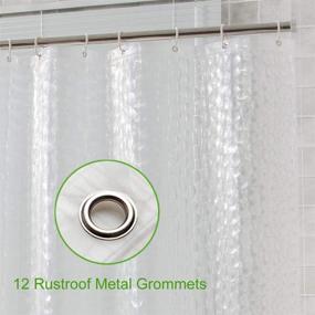 img 2 attached to Semi Clear OTraki Long Shower Curtain - 72 x 78 inch - 3D Water Cube Design - EVA Plastic Transparent Bath Shower Curtains - Waterproof Liner with 12 Grommets Hooks - 182 x 200 cm - Ideal for Stall Bathtub & Bathroom Settings