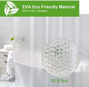 img 1 attached to Semi Clear OTraki Long Shower Curtain - 72 x 78 inch - 3D Water Cube Design - EVA Plastic Transparent Bath Shower Curtains - Waterproof Liner with 12 Grommets Hooks - 182 x 200 cm - Ideal for Stall Bathtub & Bathroom Settings