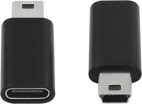 img 2 attached to 🔌 Duttek USB C to USB Mini Adapter - 2 Pack, Black: Connector for MP3 Players, Computers, GPS