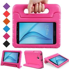 img 4 attached to 📱 BMOUO Kids Case for Samsung Galaxy Tab E Lite 7.0 Inch - ShockProof Rose Cover Stand for Kids