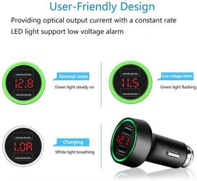 img 1 attached to 🔌 Палумма 24W/4.8A Двойное USB автомобильное зарядное устройство с измерителем напряжения прикуривателя и предупреждением о низком заряде батареи (черный)