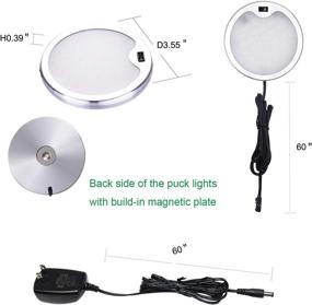 img 3 attached to 🔆 AIBOO Dimmable Hand Wave Activated Puck Light Kit - Under Cabinet Counter Lighting 3.55", Ultra Slim Round Cupboard Shelf Lights for Kitchen (Nature White 4000K)