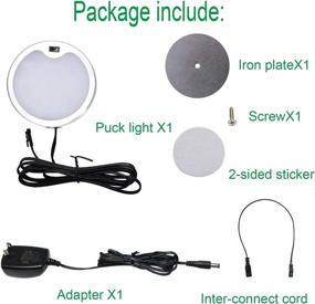img 2 attached to 🔆 AIBOO Dimmable Hand Wave Activated Puck Light Kit - Under Cabinet Counter Lighting 3.55", Ultra Slim Round Cupboard Shelf Lights for Kitchen (Nature White 4000K)