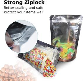 img 1 attached to 👜 90 Pack of 9 Sizes 7mil Mylar Bags for Food Storage - Resealable Ziplock Bags with Aluminum Foil Back, Stand Up Pouch Bags with Gusset Bottom for Multipurpose Use