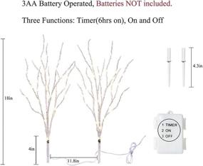 img 3 attached to Hairui 18IN Lighted Birch Branches with Timer - 70 White Willow LED Twig Lights for Christmas Wedding Décor - Indoor/Outdoor Battery Operated (Vase Excluded)