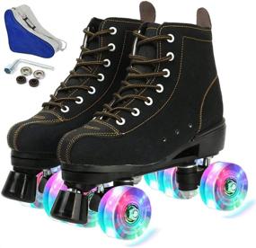 img 3 attached to 👟 High-top Graffiti Printed Unisex Roller Skates - Indoor and Outdoor Double-Row Four-Wheels Classic Skates for Girls and Boys