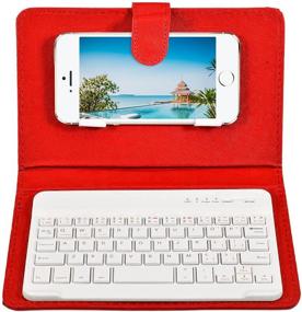 img 4 attached to Premium Red PU Leather Keyboard Cover Case + Wireless Bluetooth Keyboard for iPhone & Android – Howardee Portable technology