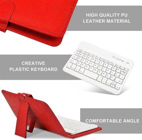 img 2 attached to Premium Red PU Leather Keyboard Cover Case + Wireless Bluetooth Keyboard for iPhone & Android – Howardee Portable technology