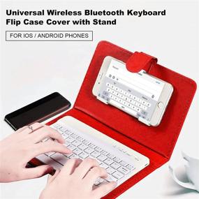 img 3 attached to Premium Red PU Leather Keyboard Cover Case + Wireless Bluetooth Keyboard for iPhone & Android – Howardee Portable technology