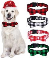 🎄 pedgot 4 pack christmas dog classic plaid collar with bow tie: stylish pet collars for dogs, cats, and pets of all sizes! logo