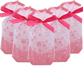 img 4 attached to 🌸 24pcs Sakura Pink Treat Bags: Plastic Drawstring Party Favor Bags for Candy, Goodies & Gifts