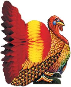 img 1 attached to 🦃 Beistle 1-Pack Decorative Tissue Turkey Centerpiece: Festive 9-Inch Thanksgiving Table Decoration